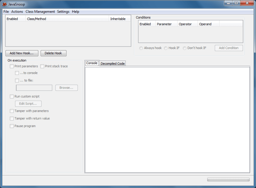 JavaSnoop main interface