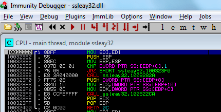 OpenSSL dll loaded in debugger