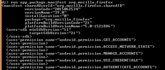 Extract AndroidManifest.xml with Drozer